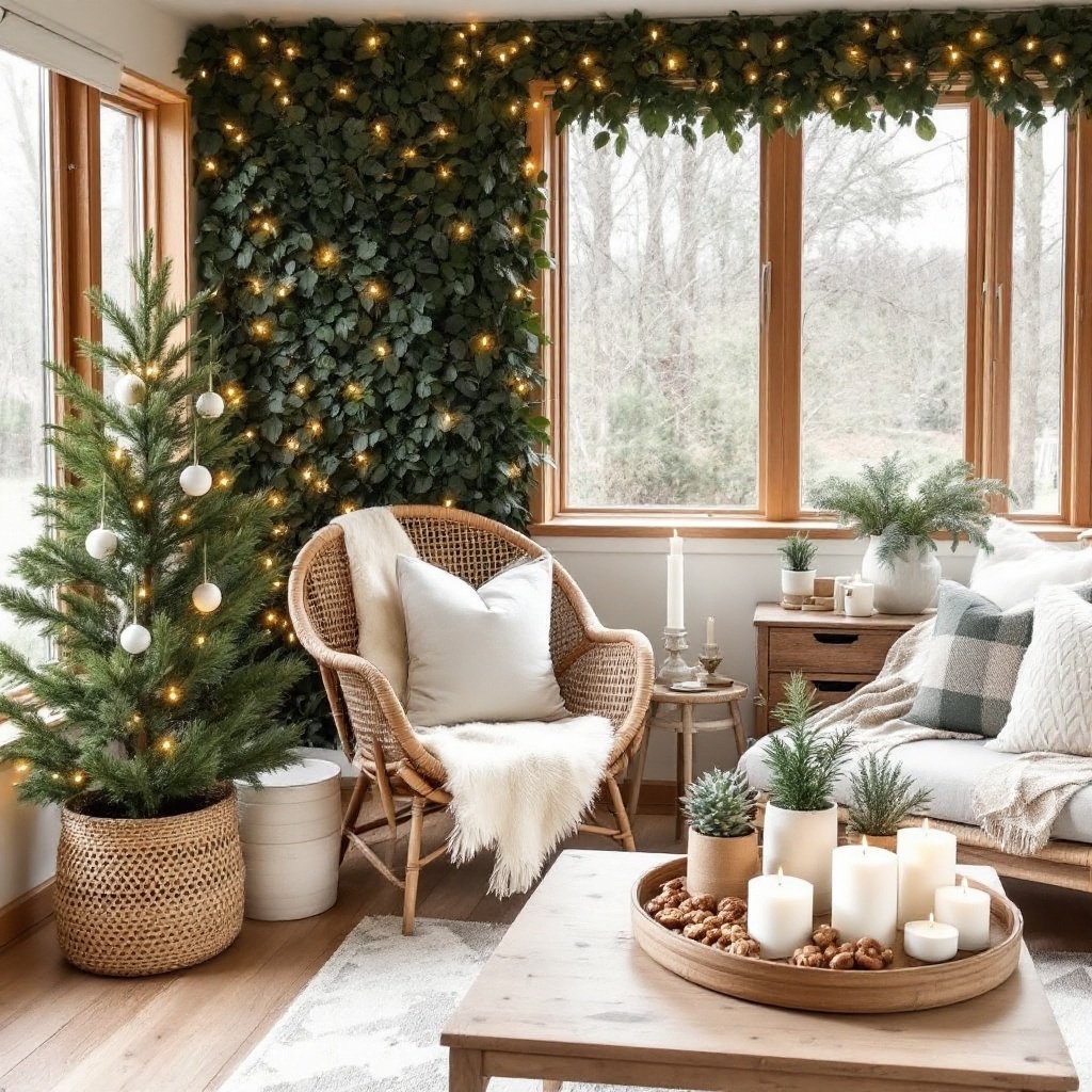  — Contemporary Christmas Interior Trends for 2024 - Biophilic Christmas Sunroom. Create a sunroom that blends biophilic design with modern holiday decor, incorporating natural textures and living elements to create an organic yet contemporary space.
