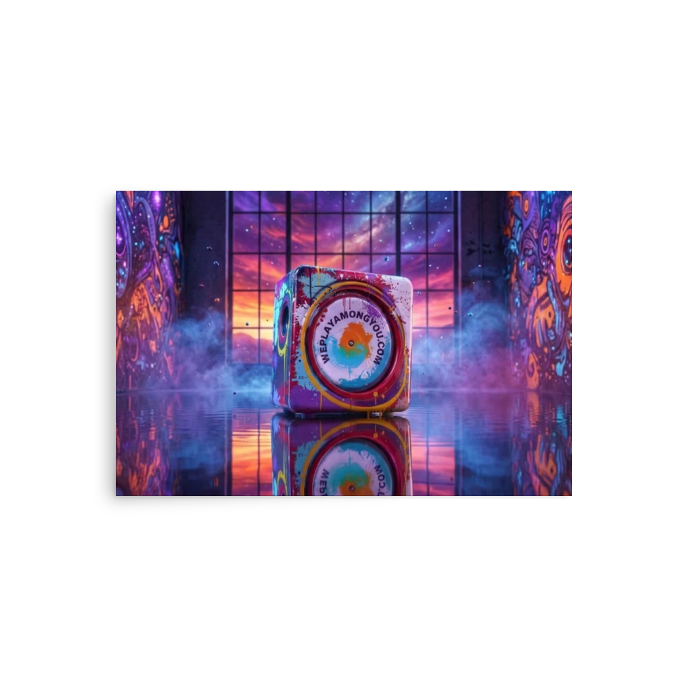 Speaker Cube — Neon Studio Fine Art Poster — Preview 02