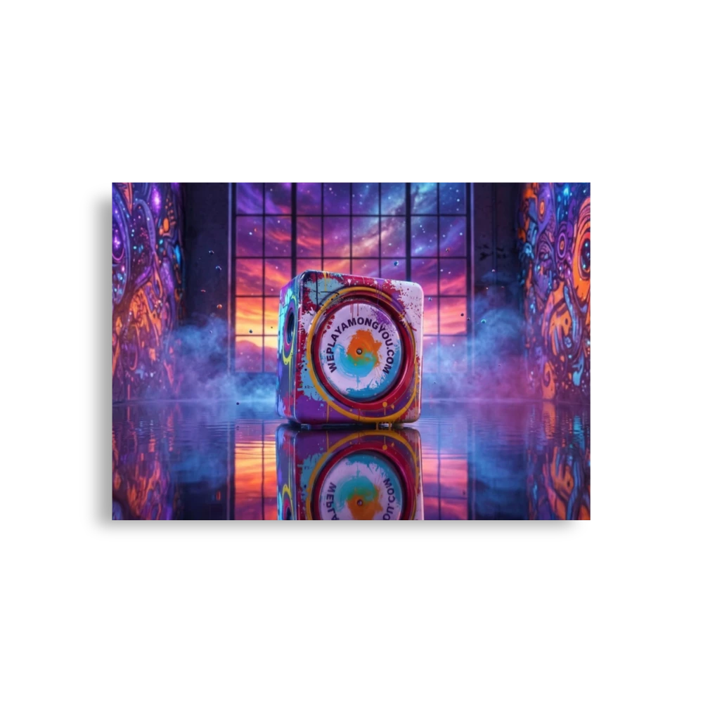 Speaker Cube — Neon Studio Fine Art Poster — Preview 01